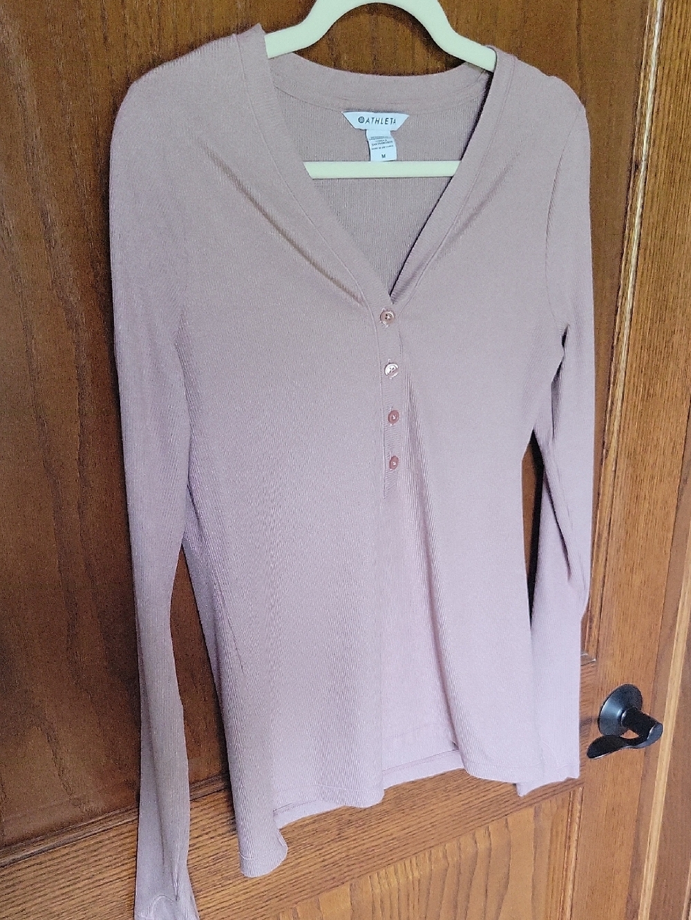 Athleta Long Sleeve Henley Top in Dusty Rose